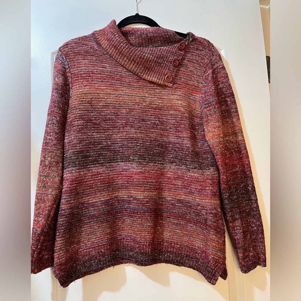 Christopher & Banks Multicolored button neck sweater